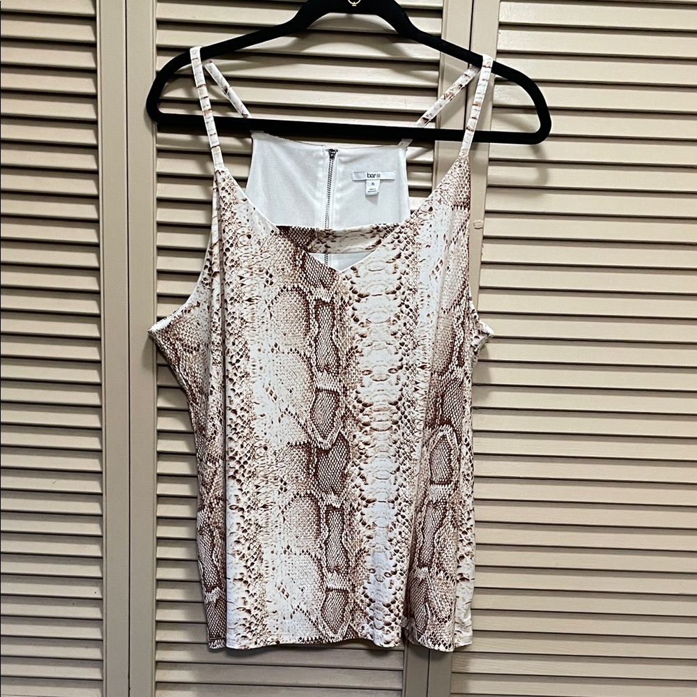 Bar III Beige Snake-Print Camisole Top